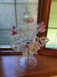 Magnificent Murano 1950's Art Glass Epergne Lamps with Aventurine