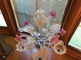 Magnificent Murano 1950's Art Glass Epergne Lamps with Aventurine