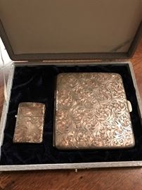 95% Silver Lighter and Cigarette Case
