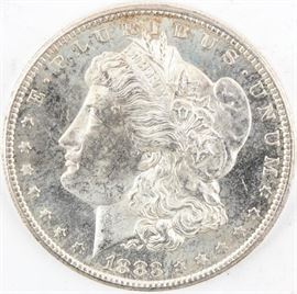 Lot 141 - Coin 1883-CC Morgan Silver Dollar in BU DMPL
