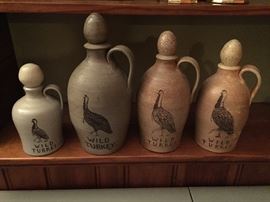 1990's R.E. Albright Wild Turkey Pottery Jugs(N.C.)