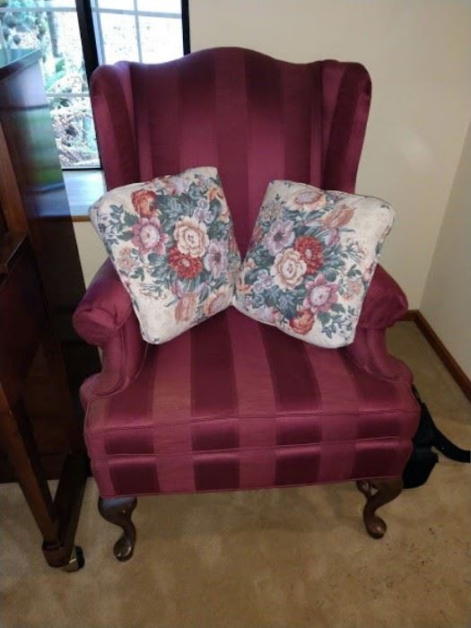 Living Room:  Maroon Chair, 2 Pillows