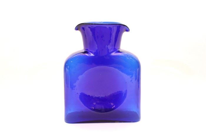 Blenko Double Spouted Cobalt Glass Pitcher