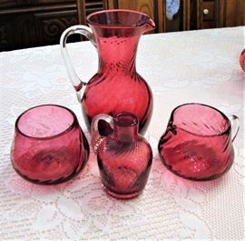 VINTAGE HAND BLOWN PILGRIMS CRANBERRY GLASS