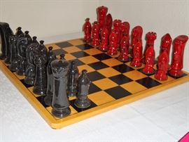 MID-CENTURY CERAMIC CHESS SET 
