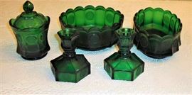 VINTAGE EMERALD GREEN FOSTORIA COIN GLASS