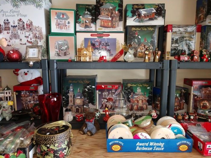 Garage:  Christmas Stuff, Ribbons, Ornaments,