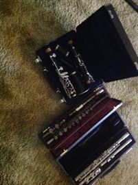 Selmer Clarinet and vintage flutes