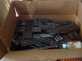 Large box of Lionel train track - with switches and crossover.