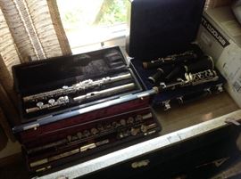 Vintage flutes and Selmer Clarinet