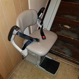 Bruno electric chair lift and rail for 15 step straight staircase.  Has been removed to the garage for sale. 