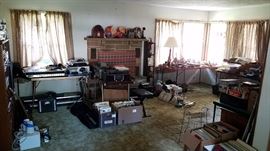 Living room with music and audio gear
