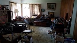 Living room with music and audio gear