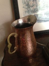 Hammered copper pitcher