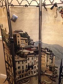 New fabric room divider - Italian scene - but made in the USA (complete with the tag)
