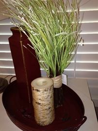 Tray, vase, candle & greenery 