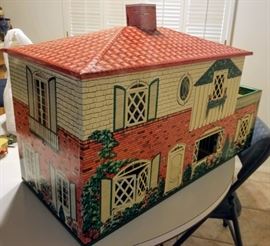 Vintage Tin Doll House Toy T Cohn Lithograph Large 1950s 2 Story As Is Condition