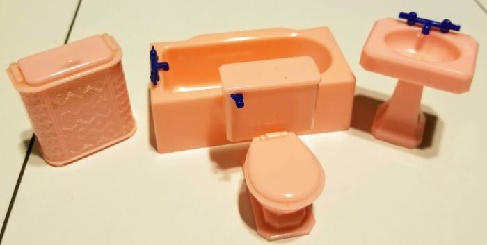 Vintage Dollhouse Furniture Made in the USA - Bathroom Set