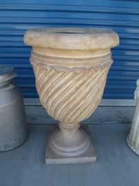 Beautiful pottery planter on pedestal for outdoor planting