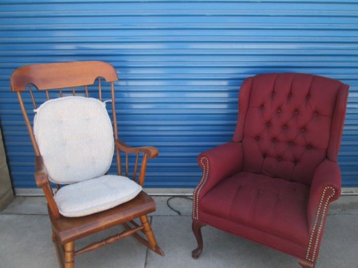 Rocker and High back armed chair