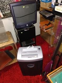 Down 1st Bedroom Right: Dell Monitor, Rolling File Cabinet, Fellowes Shredder