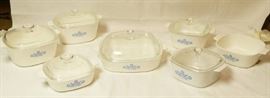 Lot of 7 Corning Ware Baking DIshes with 6 Glass L ...