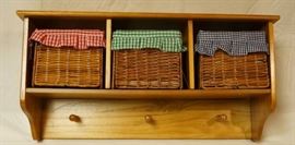 Nice Wood Organizer Shelf with Wicker, Fabric Line ...