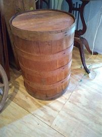 Unusual vintage wood barrel