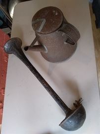 Old Model A/T car horn and unusual galvanized kettle?