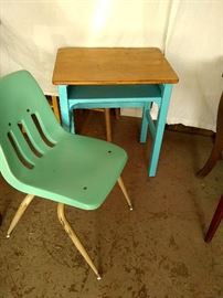 Vintage school desk-restored and vintage school chair