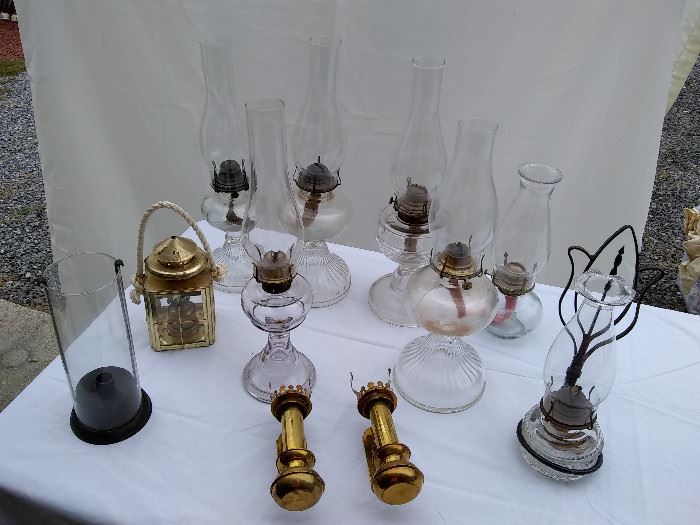 Vintage oil lamps and candle holders