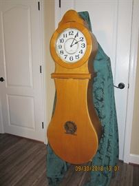 Vintage wall clock aprox 4ft. Very unique. Inspected, repaired and cleaned by professional clock smith.