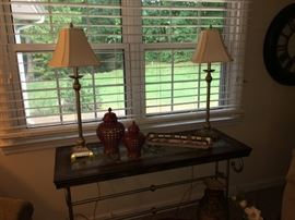 Tall lamps, ginger jars candles