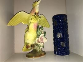 vintage cockatoos and candle holder