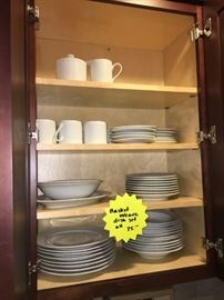 Large set of basketweave dishes