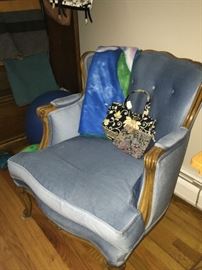 Blue chair + Vera Bradley handbag