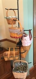 Longaberger baskets and rack