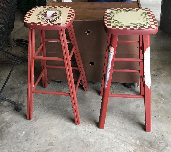 Hand painted a Christmas stools