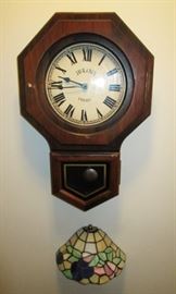 Wall clock, stained glass decor