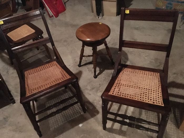 Pair of antique Chairs with newly-caned seats
