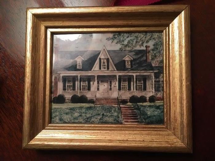 Tiny painting of an old home place in Macon, Georgia
