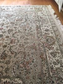 Pale green 8' x 11' wool and silk Rug