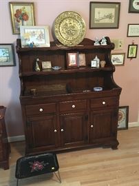 Dark-stained Pine Dry Sink with copper liner
