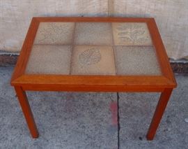 Danish Art Tile and Teak Side Table, Denmark