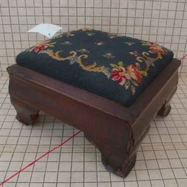 Antique Needlepoint Footstool