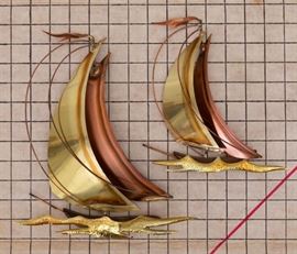 Brutalist Metal Sailboat Wall Hangings