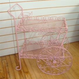 Scrollwork Iron Bar Cart, Plant Stand