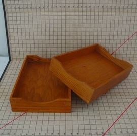Oak Office File Trays