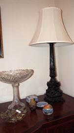 One of Pr. Cherub Lamps, Galle Vase (small), Vintage Glass and more
