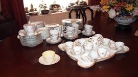 Belleek cup and saucer and set of HEREND Demitasse